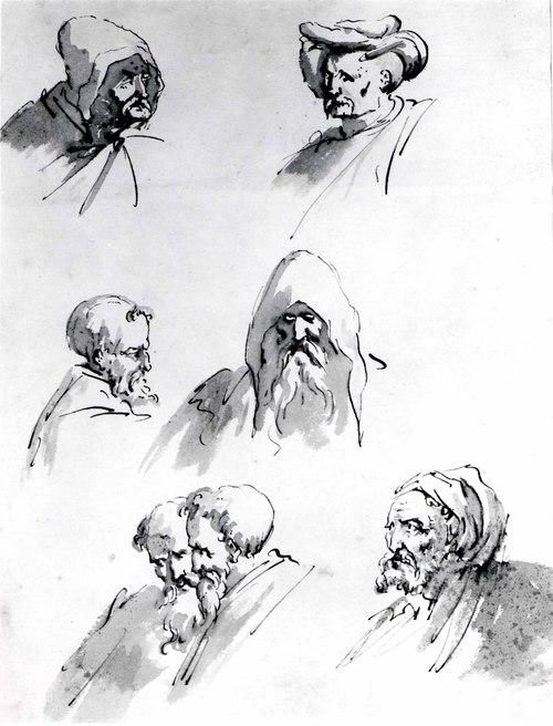 Wikioo.org - Bách khoa toàn thư về mỹ thuật - Vẽ tranh, Tác phẩm nghệ thuật Sebastiano Ricci - Seven Male Heads