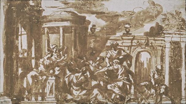 Wikioo.org - The Encyclopedia of Fine Arts - Painting, Artwork by Sebastiano Ricci - The Sacrifice of Polyxena, or uncovering Achilles Odysseus at the court of Lycomedes