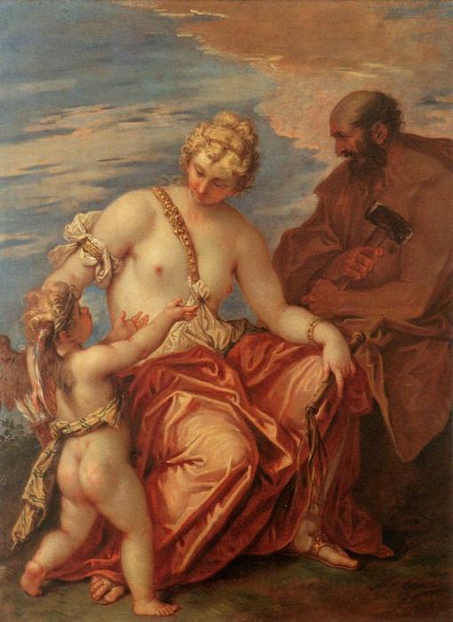 Wikioo.org – La Enciclopedia de las Bellas Artes - Pintura, Obras de arte de Sebastiano Ricci - Venus, Cupido y Vulcano