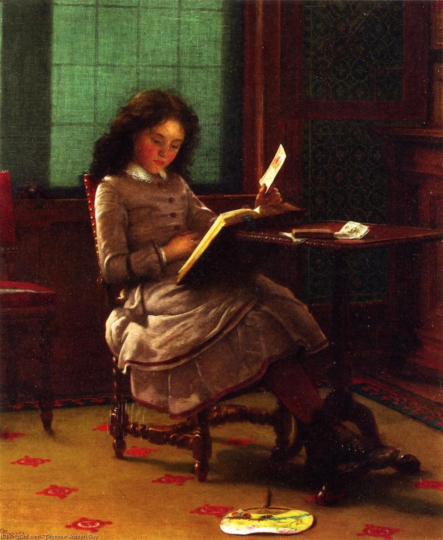 Wikioo.org - The Encyclopedia of Fine Arts - Painting, Artwork by Seymour Joseph Guy - Young Girl Reading