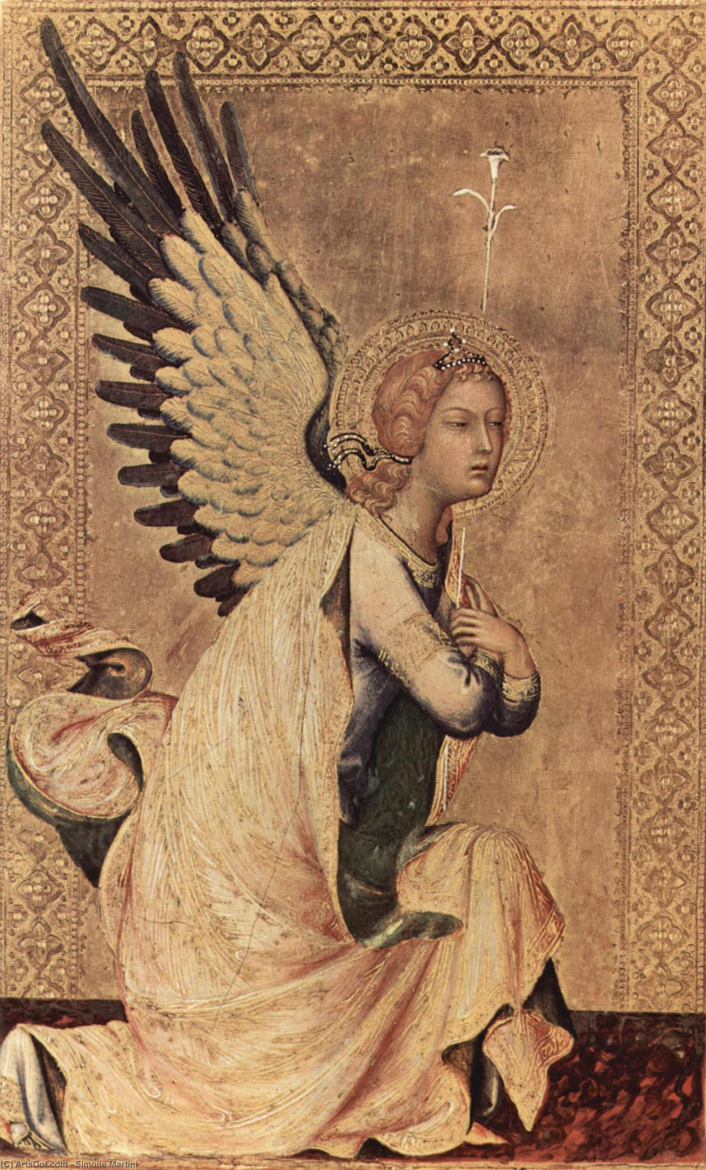 Wikioo.org - The Encyclopedia of Fine Arts - Painting, Artwork by Simone Martini - The Angel of the Annunciation 1