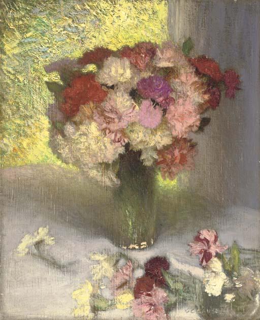 WikiOO.org - Encyclopedia of Fine Arts - Festés, Grafika George Clausen - Carnations and pinks
