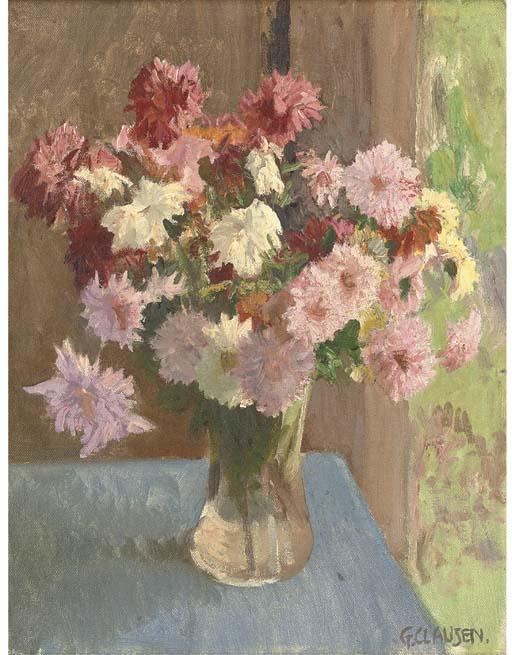 Wikioo.org - The Encyclopedia of Fine Arts - Painting, Artwork by George Clausen - Chrysanthemums
