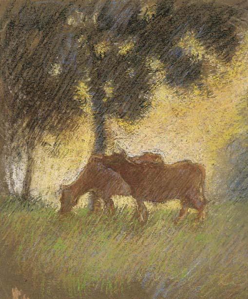 WikiOO.org - Εγκυκλοπαίδεια Καλών Τεχνών - Ζωγραφική, έργα τέχνης George Clausen - Cows Taking Shade