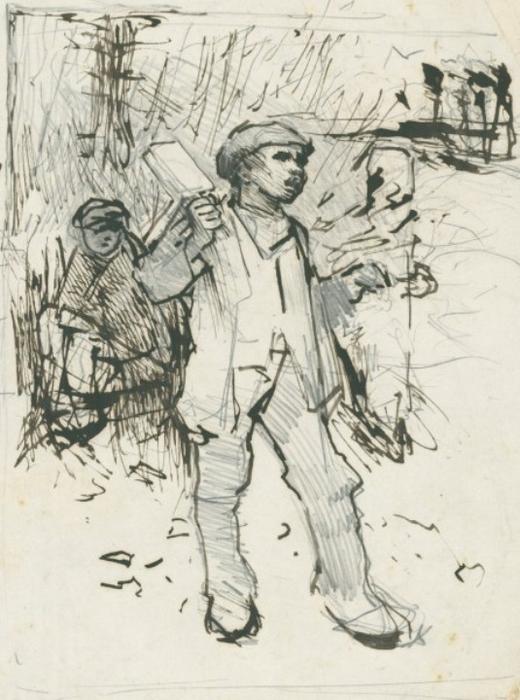 Wikioo.org – L'Enciclopedia delle Belle Arti - Pittura, Opere di George Clausen - Disegno dopo Crow Starving