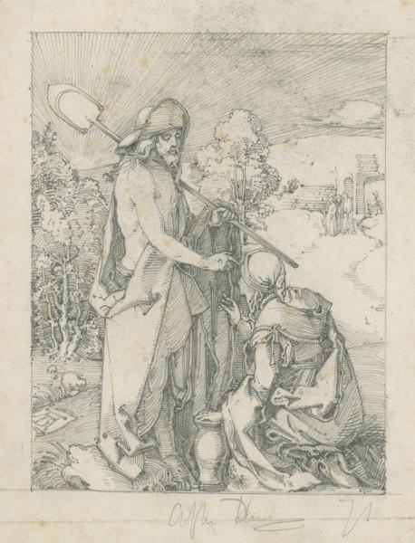 Wikioo.org - สารานุกรมวิจิตรศิลป์ - จิตรกรรม George Clausen - Drawing after the engraving, Noli me tangere