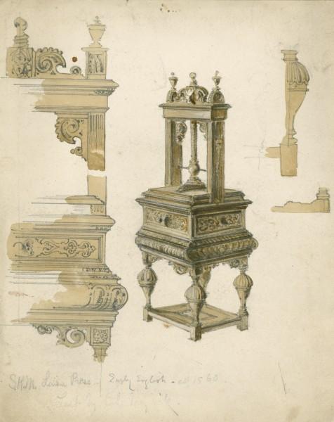 Wikioo.org - Encyklopedia Sztuk Pięknych - Malarstwo, Grafika George Clausen - Drawing of a linen press
