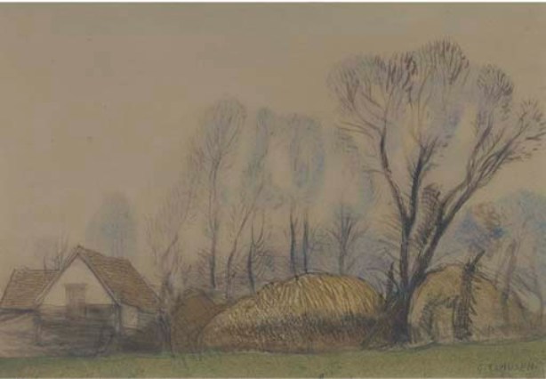 WikiOO.org - Encyclopedia of Fine Arts - Schilderen, Artwork George Clausen - Farmyard in Winter