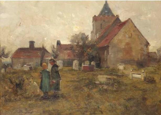 Wikioo.org - The Encyclopedia of Fine Arts - Painting, Artwork by George Clausen - Fresh flowers for a loved one