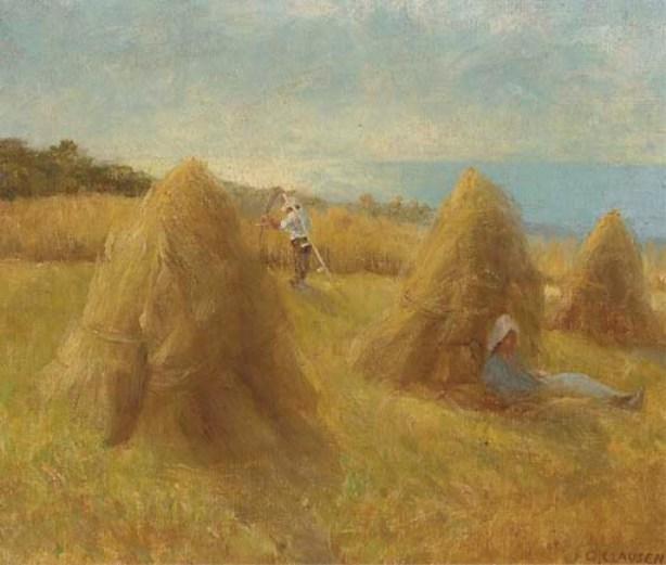 Wikioo.org - The Encyclopedia of Fine Arts - Painting, Artwork by George Clausen - Haystacks