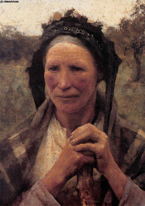 WikiOO.org – 美術百科全書 - 繪畫，作品 George Clausen - 头  一  农民 女性