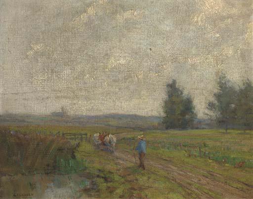 Wikioo.org - The Encyclopedia of Fine Arts - Painting, Artwork by George Clausen - Ploughing the field
