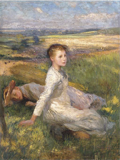 Wikioo.org - The Encyclopedia of Fine Arts - Painting, Artwork by George Clausen - Summer in the Fields