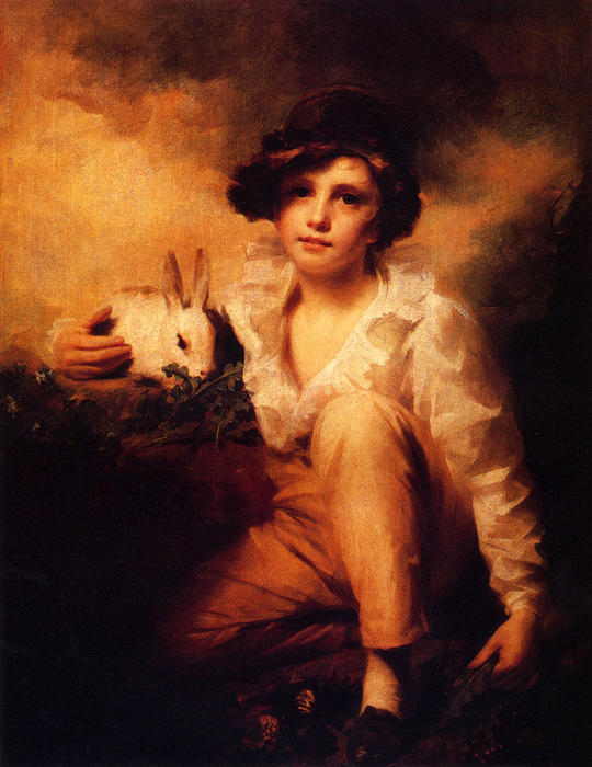Wikioo.org - The Encyclopedia of Fine Arts - Painting, Artwork by Henry Raeburn Dobson - Boy And Rabbit