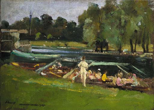 WikiOO.org - Güzel Sanatlar Ansiklopedisi - Resim, Resimler John Lavery - Boating at Remenham