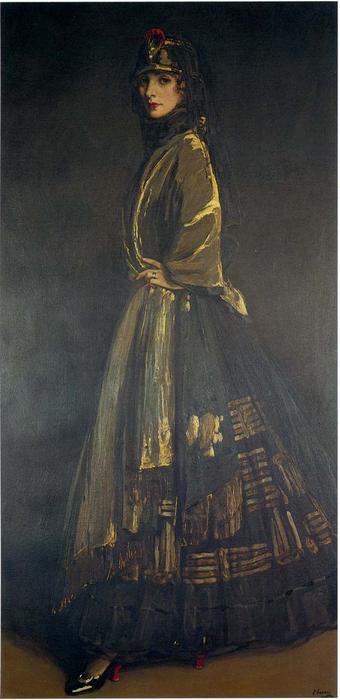 WikiOO.org - Encyclopedia of Fine Arts - Schilderen, Artwork John Lavery - Hazel in Black and Gold
