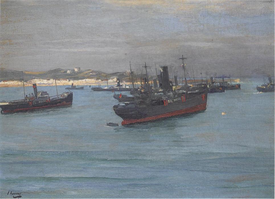 WikiOO.org - Encyclopedia of Fine Arts - Festés, Grafika John Lavery - Norwegian Cargo Boats
