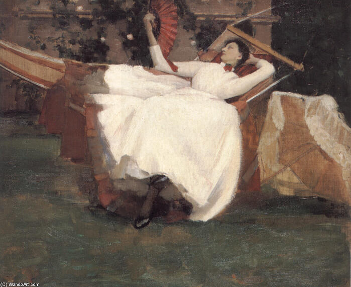 Wikioo.org - The Encyclopedia of Fine Arts - Painting, Artwork by John Lavery - The Red Fan