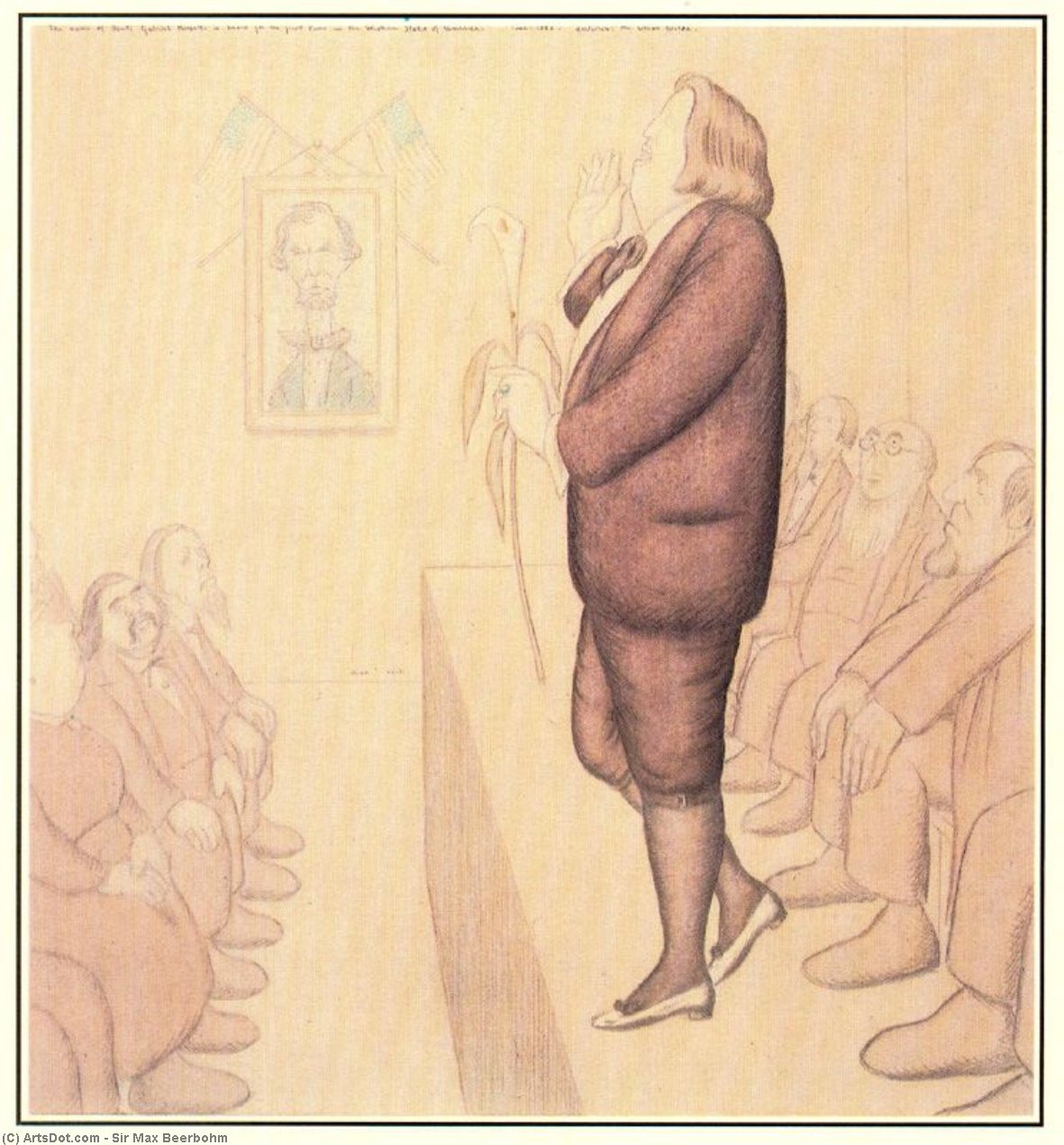 WikiOO.org – 美術百科全書 - 繪畫，作品 Max Beerbohm - 但丁加百列罗塞蒂的名称听到首次在西方合众国