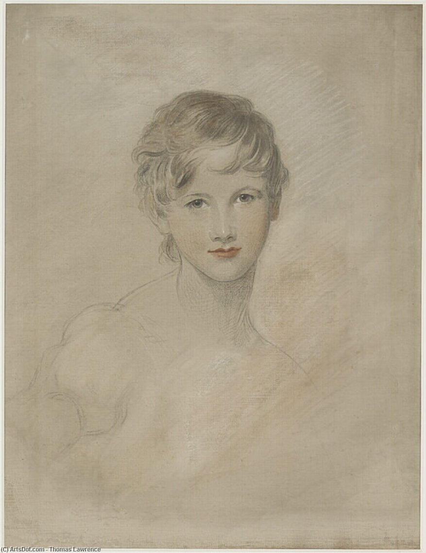 Wikioo.org - The Encyclopedia of Fine Arts - Painting, Artwork by Thomas Lawrence - Portrait de jeune fille, en buste, de face