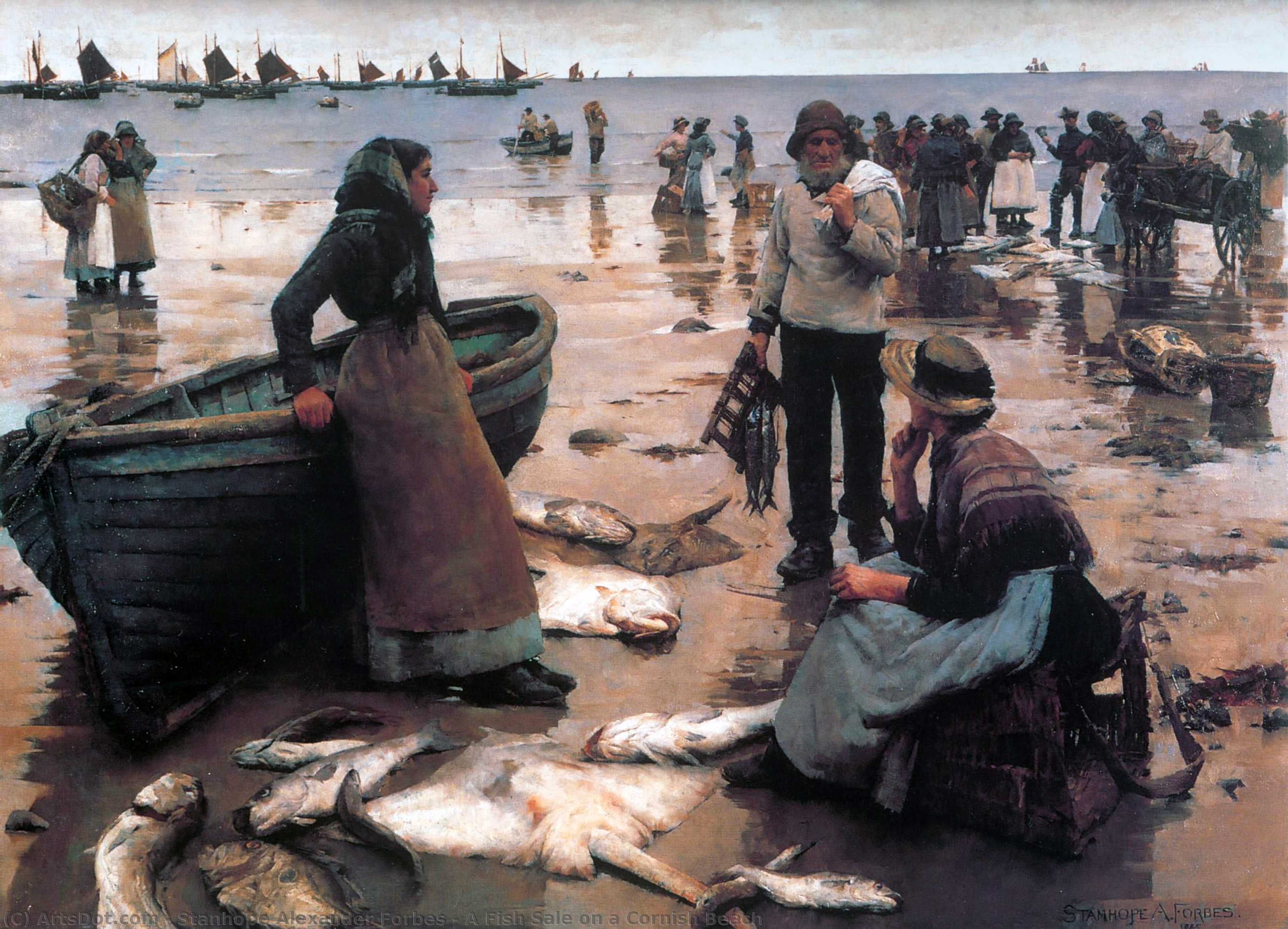 WikiOO.org - Enciclopedia of Fine Arts - Pictura, lucrări de artă Stanhope Alexander Forbes - A Fish Sale on a Cornish Beach