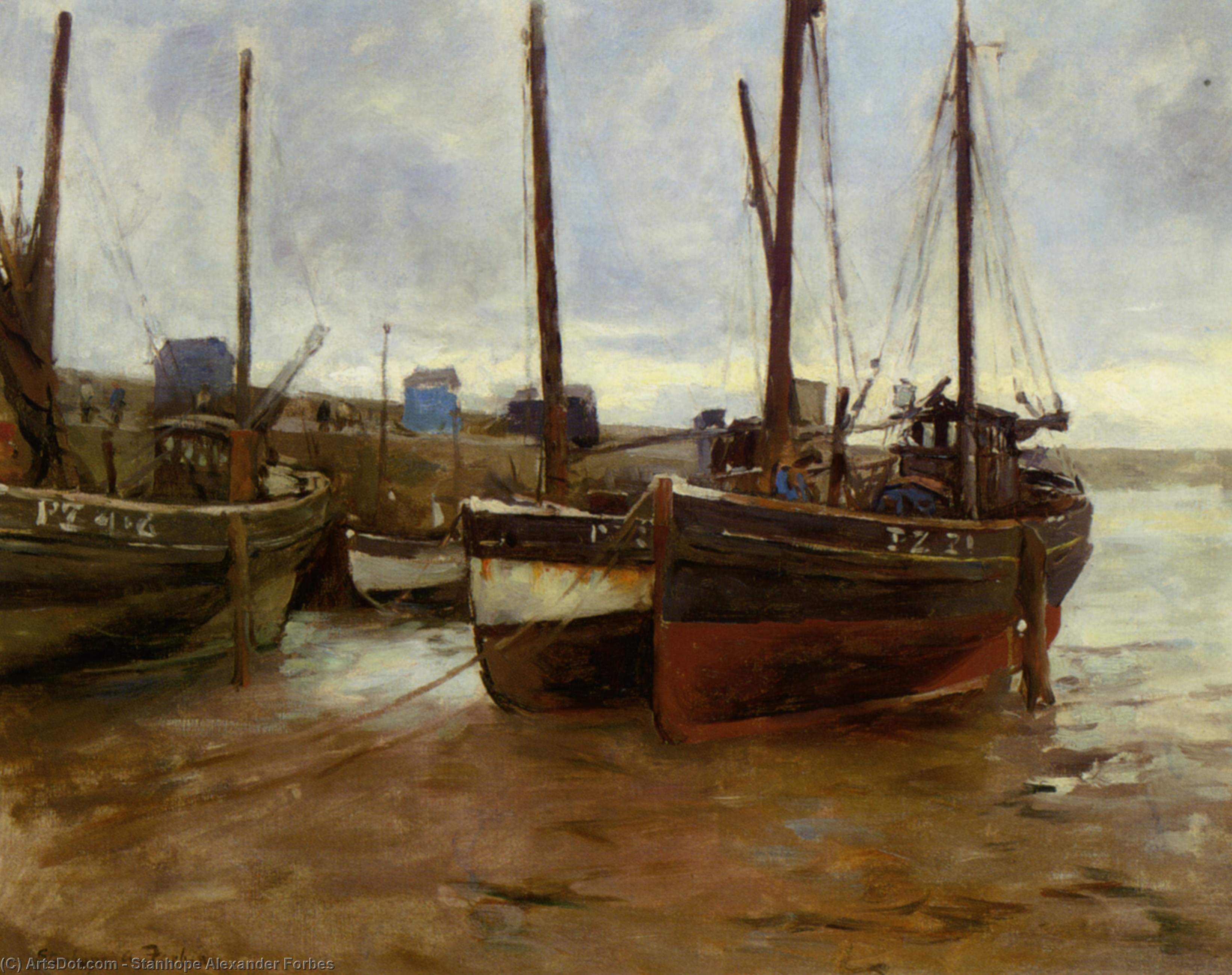 Wikioo.org - The Encyclopedia of Fine Arts - Painting, Artwork by Stanhope Alexander Forbes - Boats at Anchor
