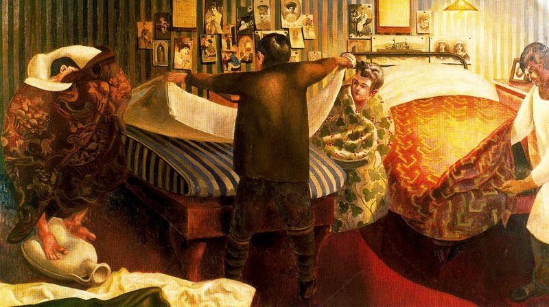 Wikioo.org - The Encyclopedia of Fine Arts - Painting, Artwork by Stanley Spencer - Bed Making