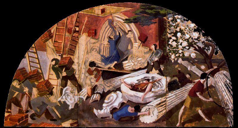 Wikioo.org - The Encyclopedia of Fine Arts - Painting, Artwork by Stanley Spencer - Builders of the Tower of Babel