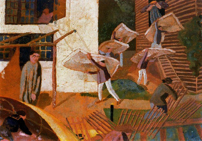 Wikioo.org - The Encyclopedia of Fine Arts - Painting, Artwork by Stanley Spencer - Carrying Mattresses