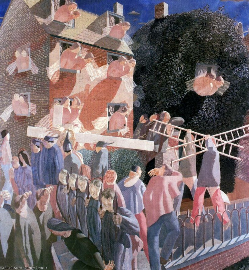 Wikioo.org - The Encyclopedia of Fine Arts - Painting, Artwork by Stanley Spencer - Christ Carrying the Cross