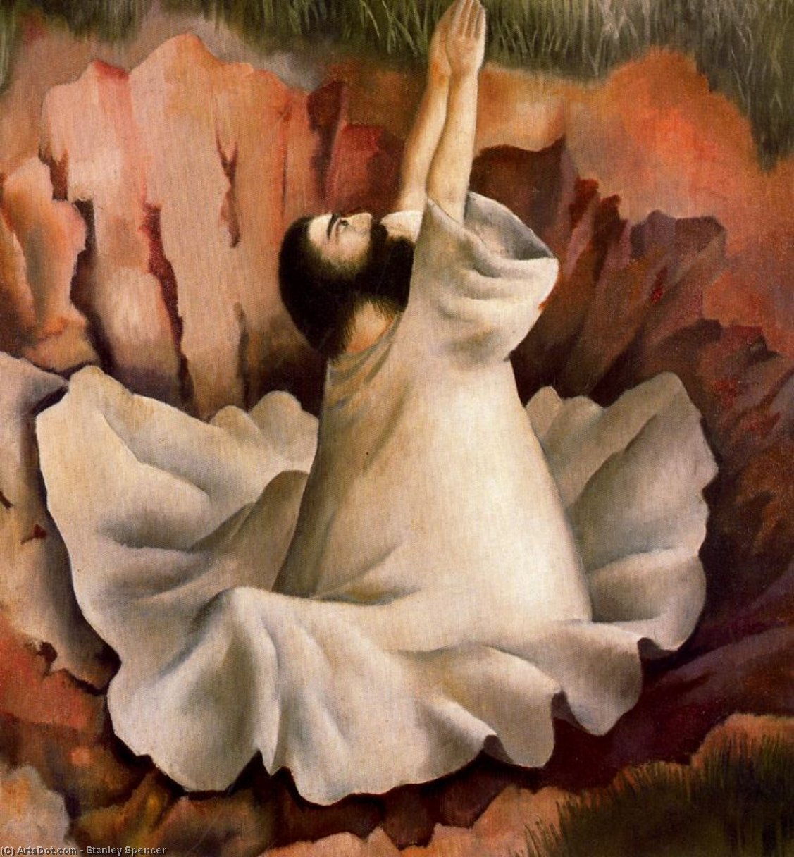 Wikioo.org - The Encyclopedia of Fine Arts - Painting, Artwork by Stanley Spencer - Christ in the Wilderness. Rising from Sleep in the morning