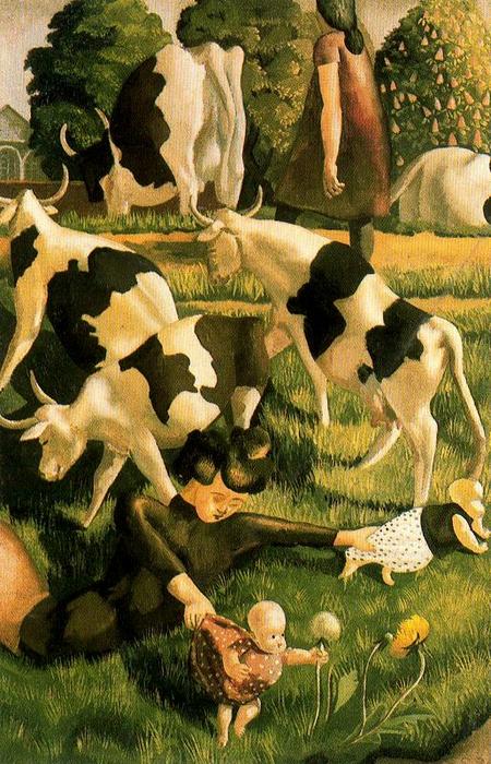 Wikioo.org - The Encyclopedia of Fine Arts - Painting, Artwork by Stanley Spencer - Cows at Cookham