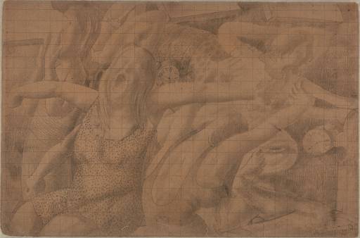 Wikioo.org - The Encyclopedia of Fine Arts - Painting, Artwork by Stanley Spencer - Drawing for Right Panel of `Resurrection. Waking Up'