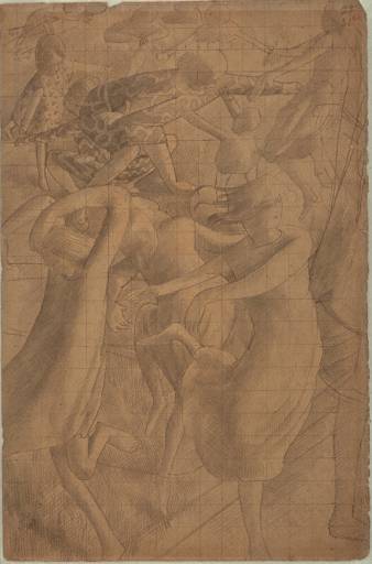 WikiOO.org - Enciklopedija dailės - Tapyba, meno kuriniai Stanley Spencer - Drawing for the Left Panel of `Resurrection. Rejoicing'