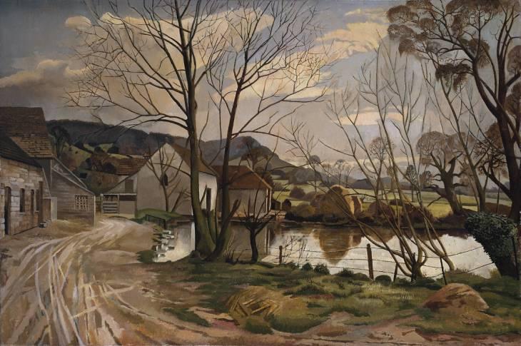 Wikioo.org - The Encyclopedia of Fine Arts - Painting, Artwork by Stanley Spencer - Farm Pond