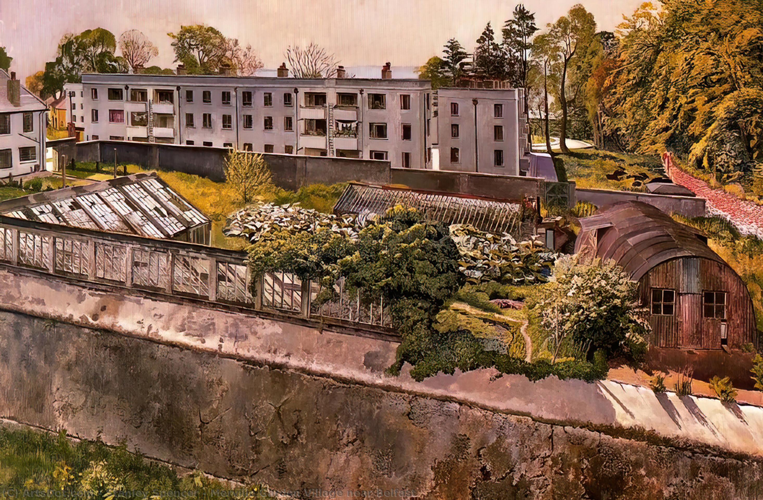 WikiOO.org - 백과 사전 - 회화, 삽화 Stanley Spencer - Merville Garden Village near Belfast