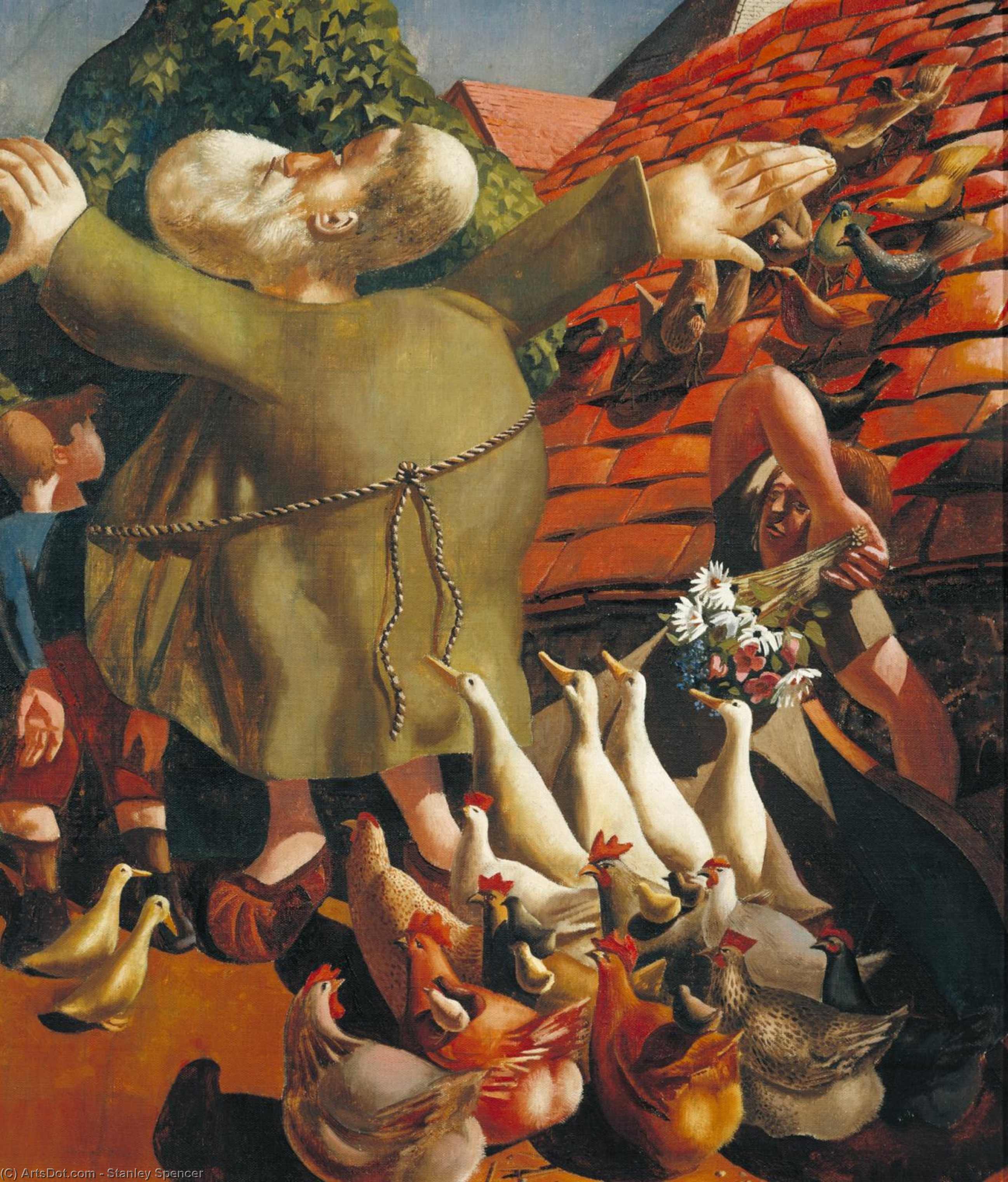 Wikioo.org - The Encyclopedia of Fine Arts - Painting, Artwork by Stanley Spencer - Saint Francis and the Birds