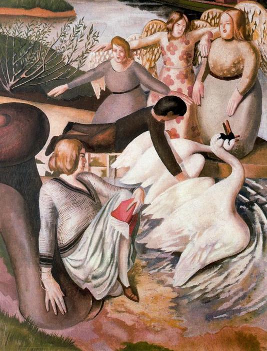 Wikioo.org - The Encyclopedia of Fine Arts - Painting, Artwork by Stanley Spencer - Separating Fighting Swans