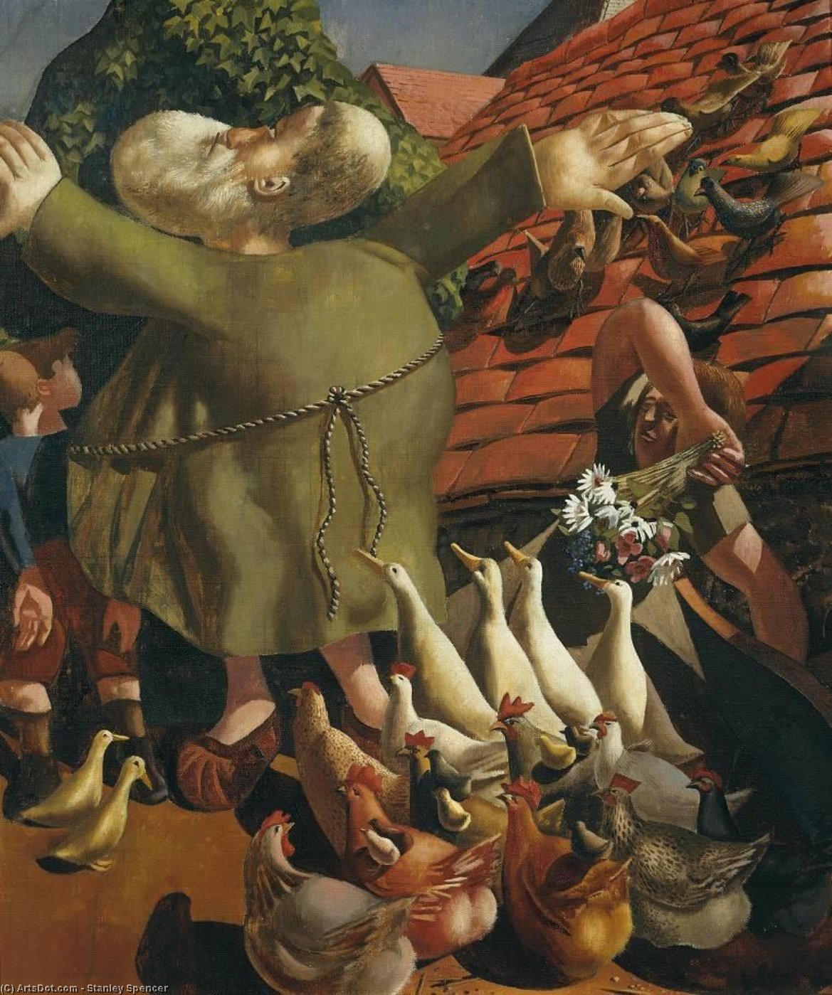 Wikioo.org - The Encyclopedia of Fine Arts - Painting, Artwork by Stanley Spencer - St Francis and the Birds