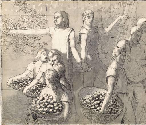 WikiOO.org - Encyclopedia of Fine Arts - Maleri, Artwork Stanley Spencer - Study for 'Apple Gatherers'