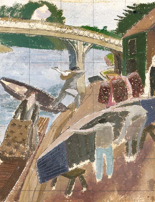 Wikioo.org - The Encyclopedia of Fine Arts - Painting, Artwork by Stanley Spencer - Study for Swan Upping at Cookham