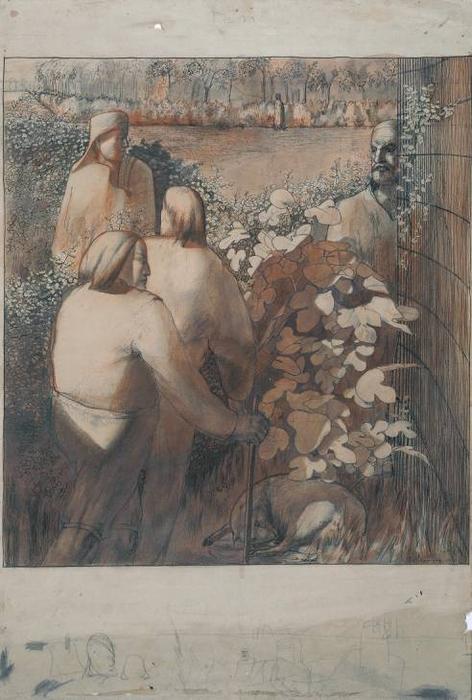 Wikioo.org - The Encyclopedia of Fine Arts - Painting, Artwork by Stanley Spencer - Study for `Joachim among the Shepherds'