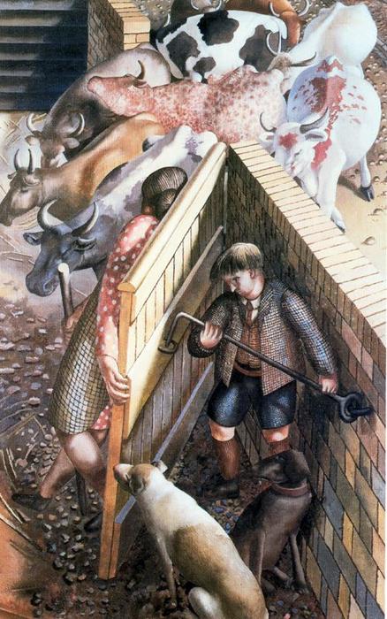 Wikioo.org - The Encyclopedia of Fine Arts - Painting, Artwork by Stanley Spencer - The Farm Gate