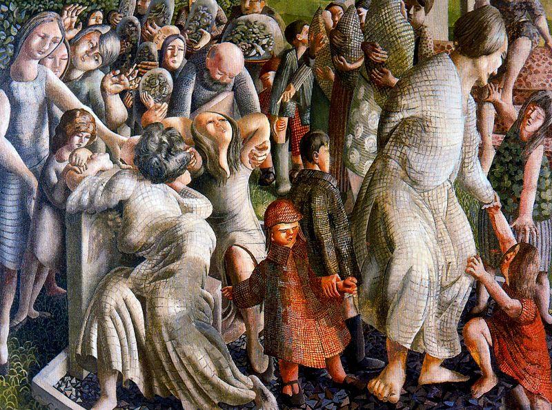Wikioo.org - The Encyclopedia of Fine Arts - Painting, Artwork by Stanley Spencer - The Resurrection. Reunion of Families