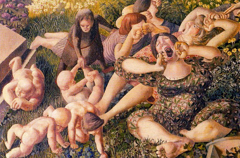 Wikioo.org - The Encyclopedia of Fine Arts - Painting, Artwork by Stanley Spencer - The Resurrection. Wakin up 1