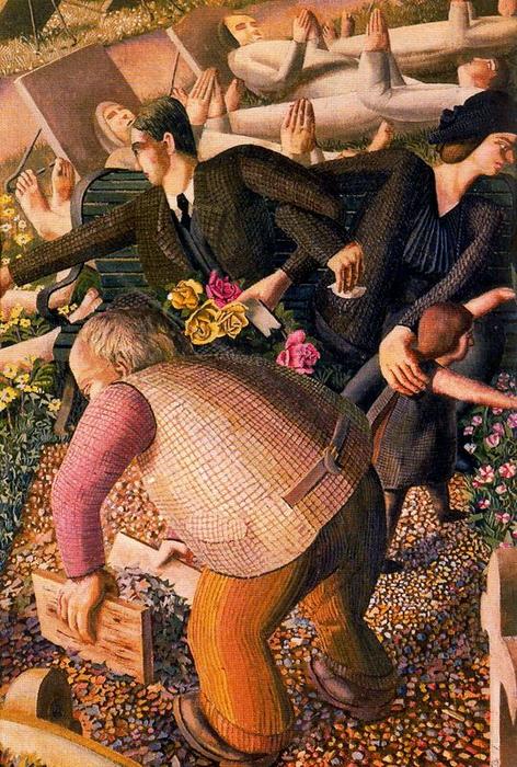 Wikioo.org - The Encyclopedia of Fine Arts - Painting, Artwork by Stanley Spencer - The Resurrection. Waking up 1