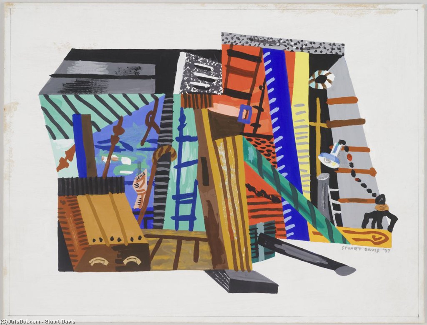 Wikioo.org - The Encyclopedia of Fine Arts - Painting, Artwork by Stuart Davis - Boats and Dock