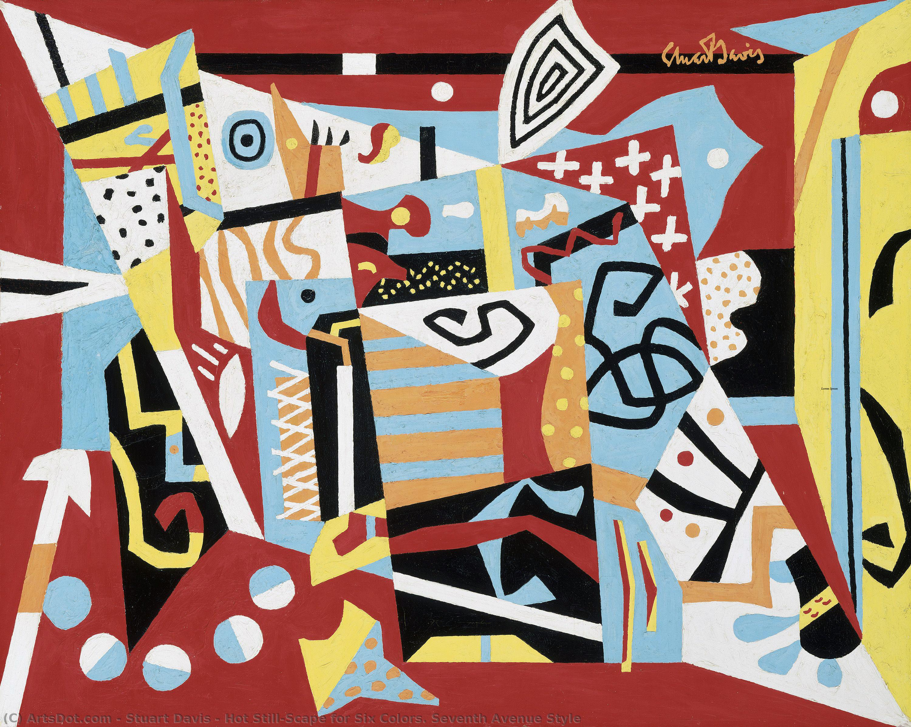 WikiOO.org - Encyclopedia of Fine Arts - Maalaus, taideteos Stuart Davis - Hot Still-Scape for Six Colors. Seventh Avenue Style