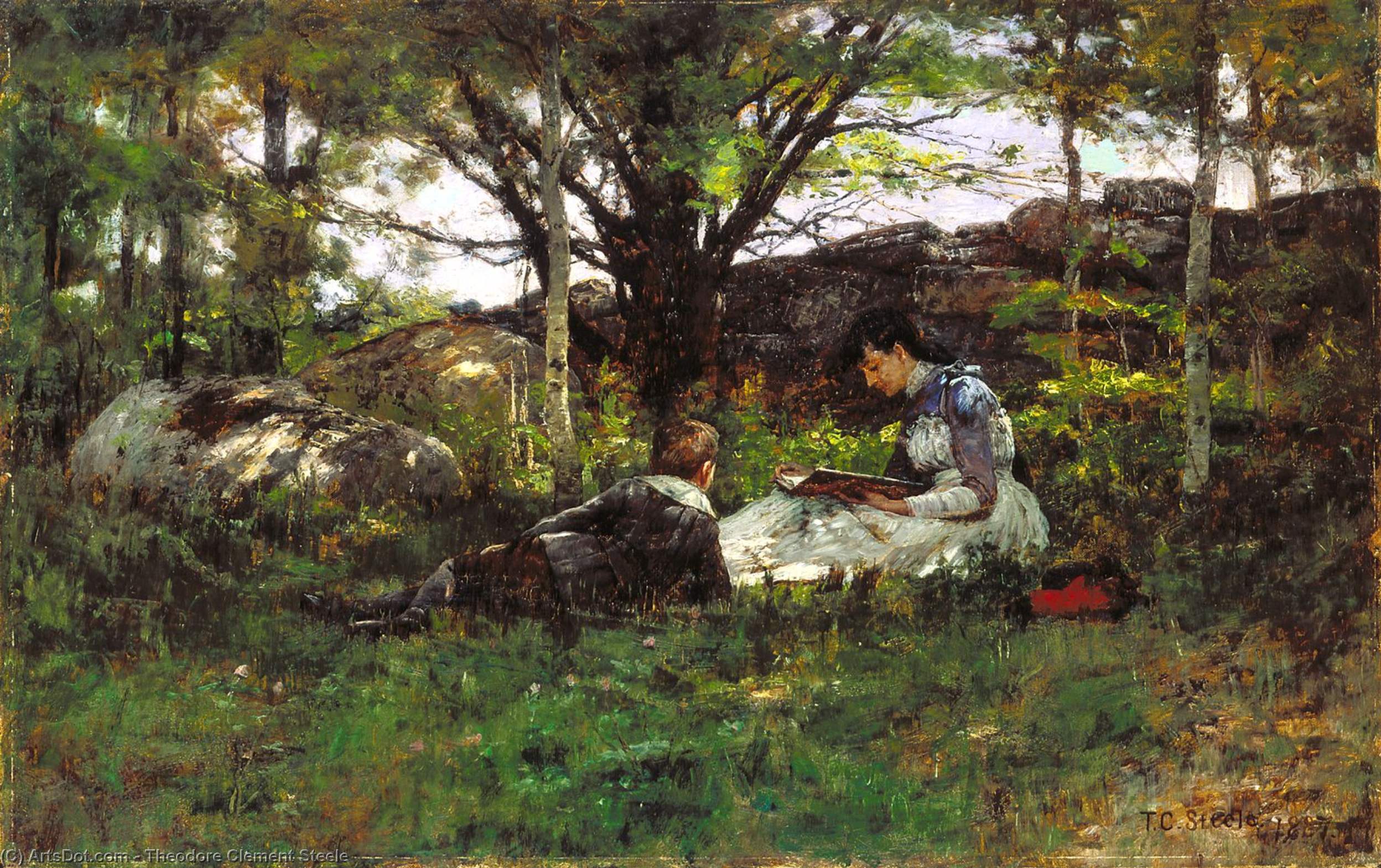 Wikioo.org - The Encyclopedia of Fine Arts - Painting, Artwork by Theodore Clement Steele - A June Idyl