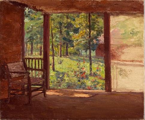 WikiOO.org - Enciclopédia das Belas Artes - Pintura, Arte por Theodore Clement Steele - A View from the Porch